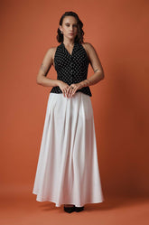 CINCHED WAIST SLEEVELESS TOP - BLACK